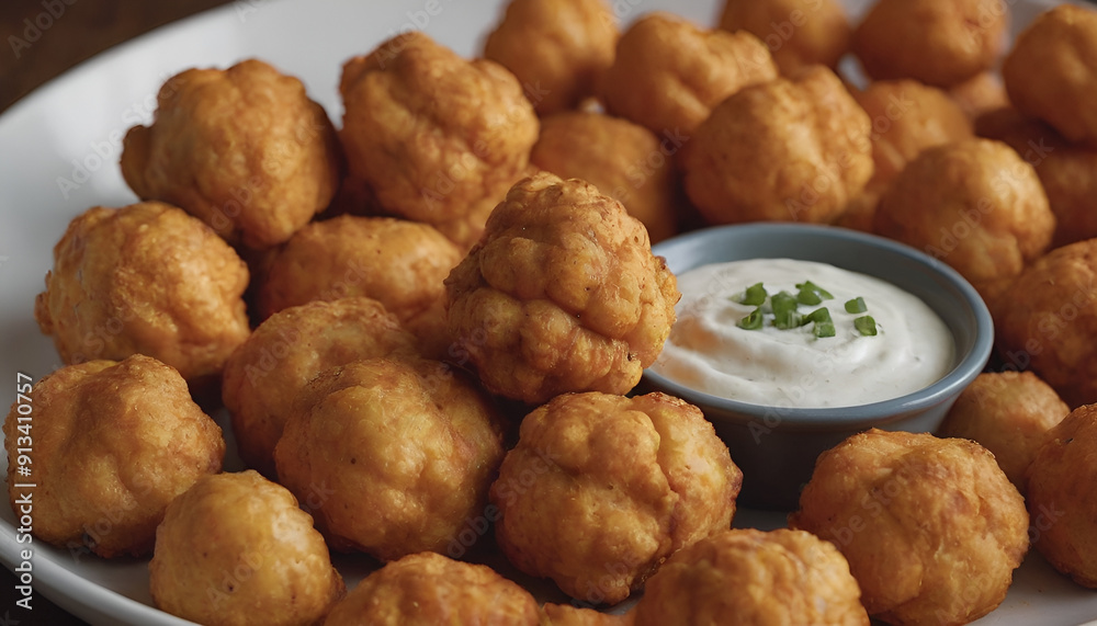 closeup of buffalo cauliflower bites on a plate closeup of buffalo cauliflower bites on a plate