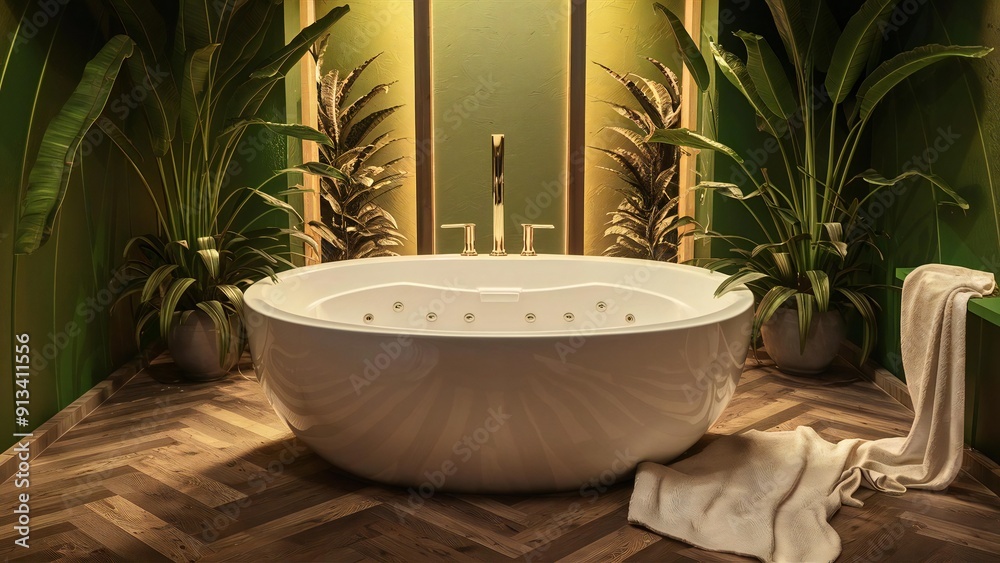 Fototapeta premium modern bathroom interior with bathtub
