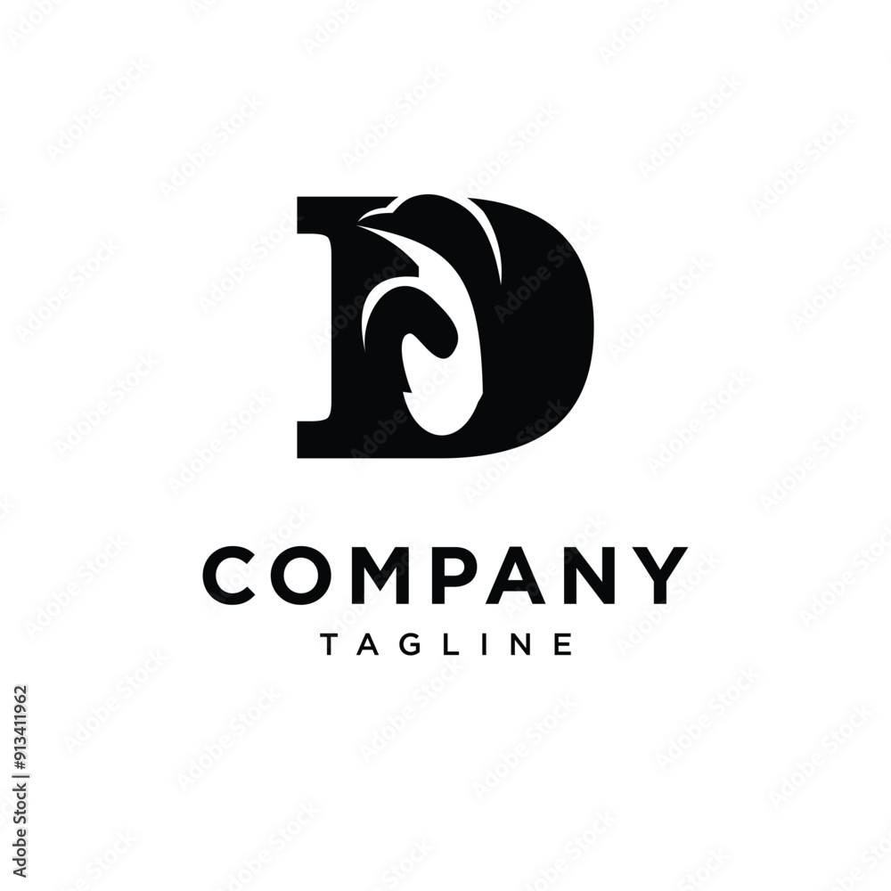 Obraz premium Letter D Penguin Logo Icon Vector