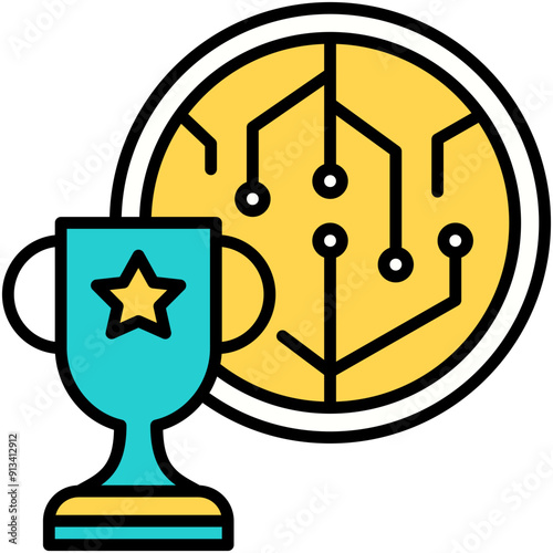 Pool Rewards Icon. Crypto Currency Mining Pictogram Graphic Illustration. Isolated Simple Filled Line Icon For Infographic, App and Web Button.