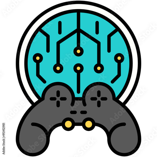 Gamefi Icon. Blockchain Money Game Pictogram Graphic Illustration. Isolated Simple Filled Line Icon For Infographic, App and Web Button.