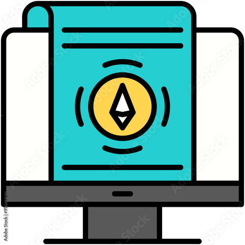 Listing Icon. Coin Market List Pictogram Graphic Illustration. Isolated Simple Filled Line Icon For Infographic, App and Web Button.