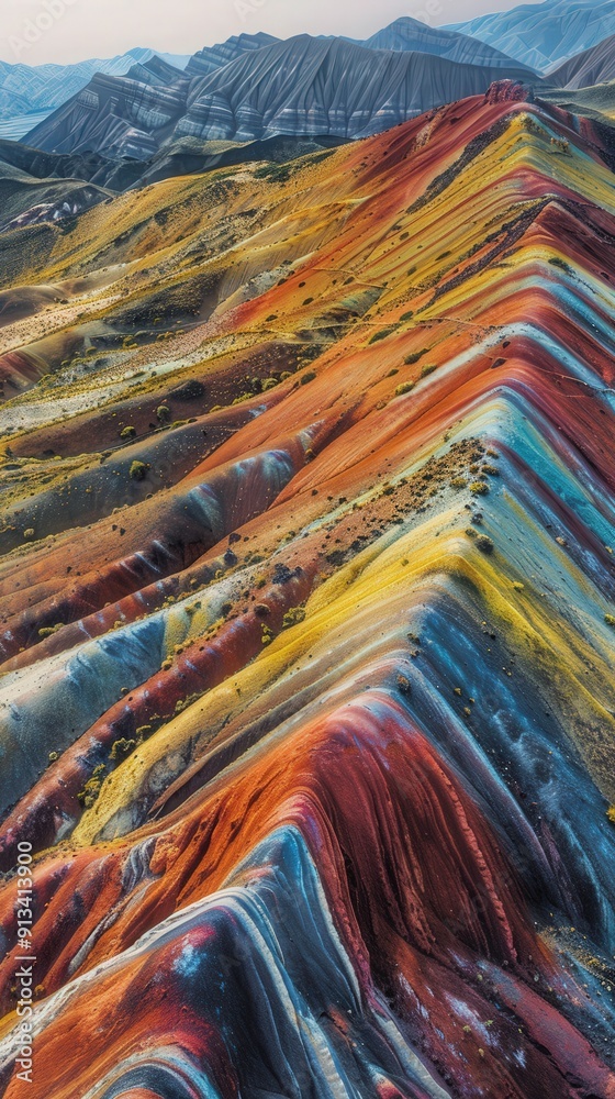 Drone Perspective of Rainbow Mountains Drone Perspective of Rainbow Mountains