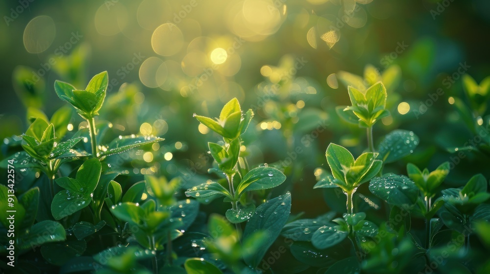Sunlight Through Dewy Green Leaves Sunlight Through Dewy Green Leaves