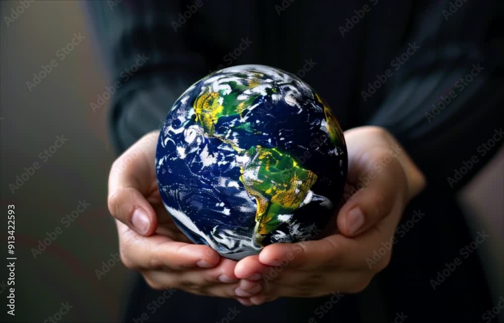 Woman's hands holding planet earth globe. Environmental ecology issues, save the world concept Woman's hands holding planet earth globe. Environmental ecology issues, save the world concept