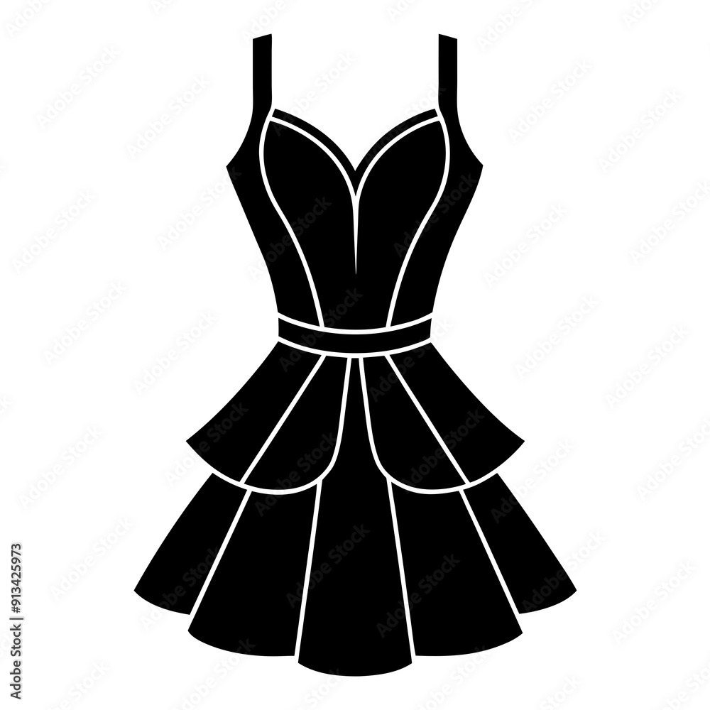 Peplum Dress icon silhouette vector illustration Peplum Dress icon silhouette vector illustration