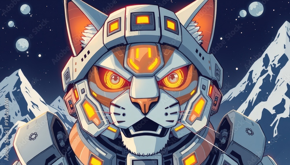 Obraz premium Cybernetic Cat in Space.