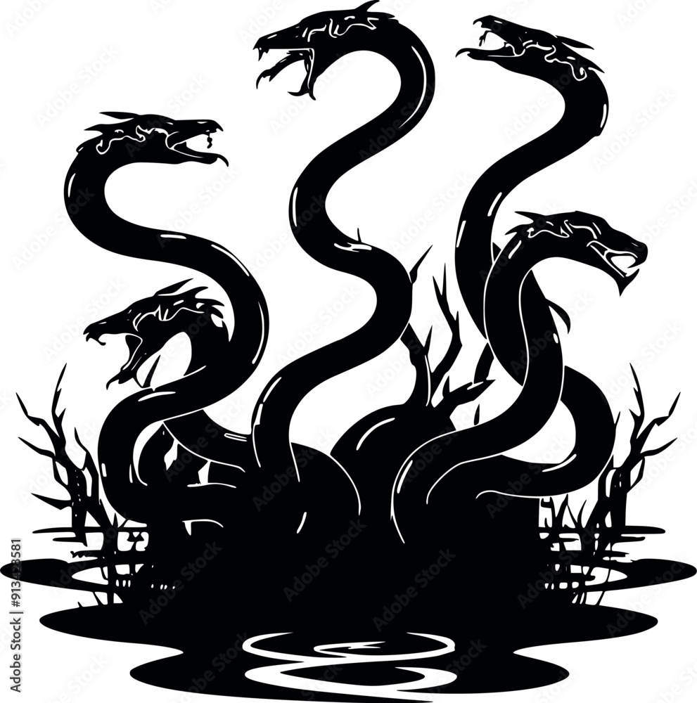 Hydra Snake Illustrations & Vectors Flat black and white Stock royalty free images generated Ai Hydra Snake Illustrations & Vectors Flat black and white Stock royalty free images generated Ai