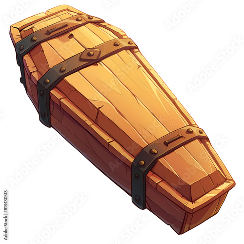 a 2d cartoon clipart drawing of a coffin on an isolated transparent background