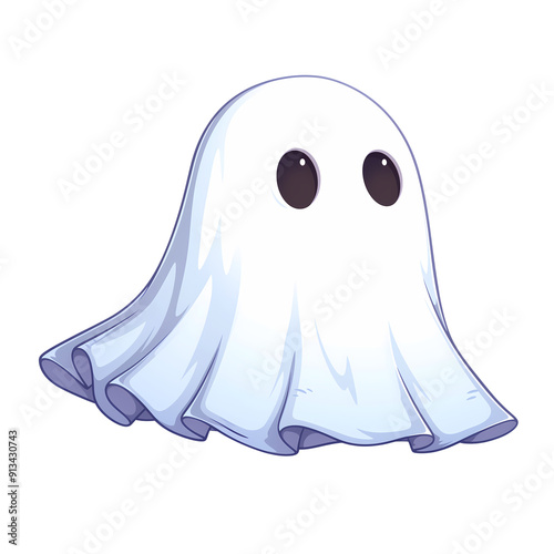 a 2d cartoon clipart drawing of a ghost on an isolated transparent background