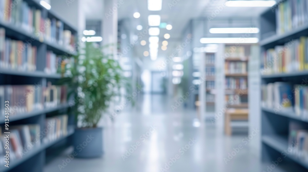 Blurred View of Bookshelves in a Library Blurred View of Bookshelves in a Library