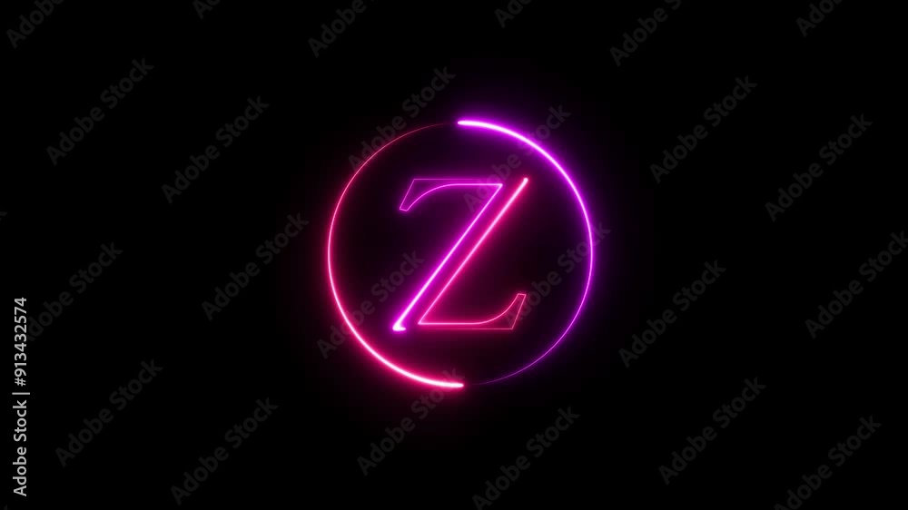 Neon letter front icon animation and glowing neon alphabet symbol on black background. Neon letter front icon animation and glowing neon alphabet symbol on black background.