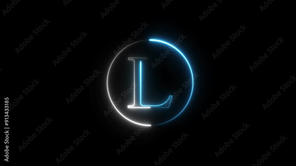 Neon letter front icon animation and glowing neon alphabet symbol on black background. Neon letter front icon animation and glowing neon alphabet symbol on black background.