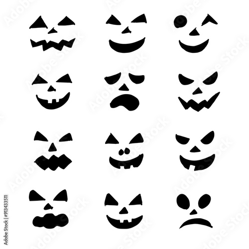 ハロウィンカボチャの顔セット