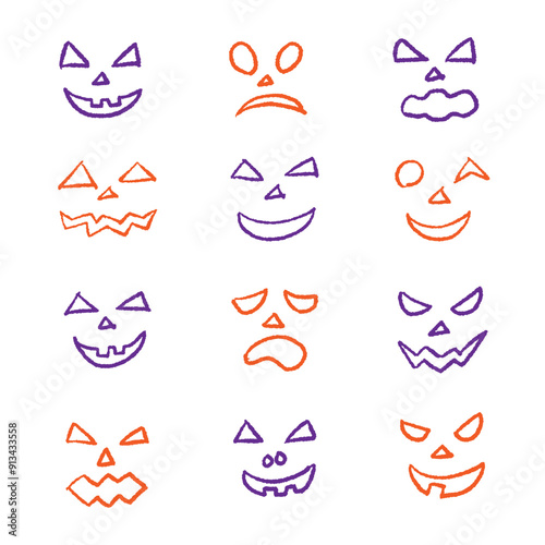 ハロウィンカボチャの顔セット