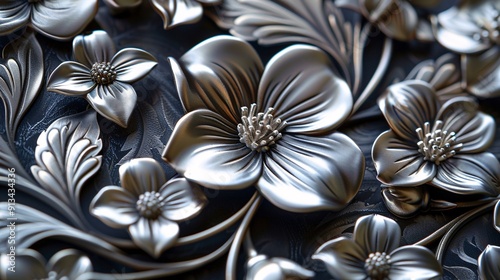 Detailed 3D Silver Floral Pattern