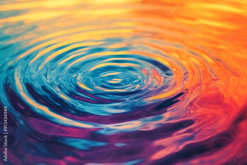 Abstract Water Ripples Background: Vivid Colors, Circular Pattern, Blue, Orange, Purple Abstract Water Ripples Background: Vivid Colors, Circular Pattern, Blue, Orange, Purple