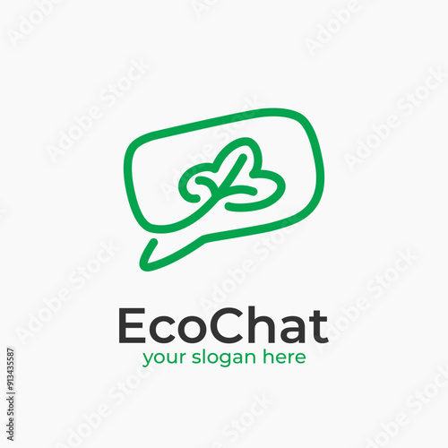 eco leaf talk chat bubble logo icon