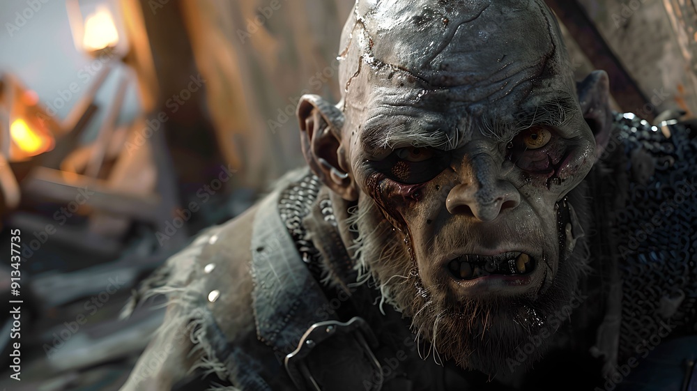 Orc Warlord in a Fierce Battle Orc Warlord in a Fierce Battle