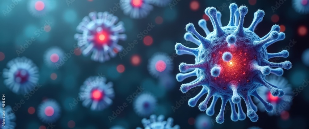 Blue Virus Cell 3D Illustration. Blue Virus Cell 3D Illustration.