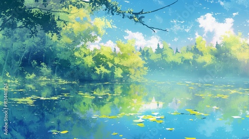 湖上にある森の風景3