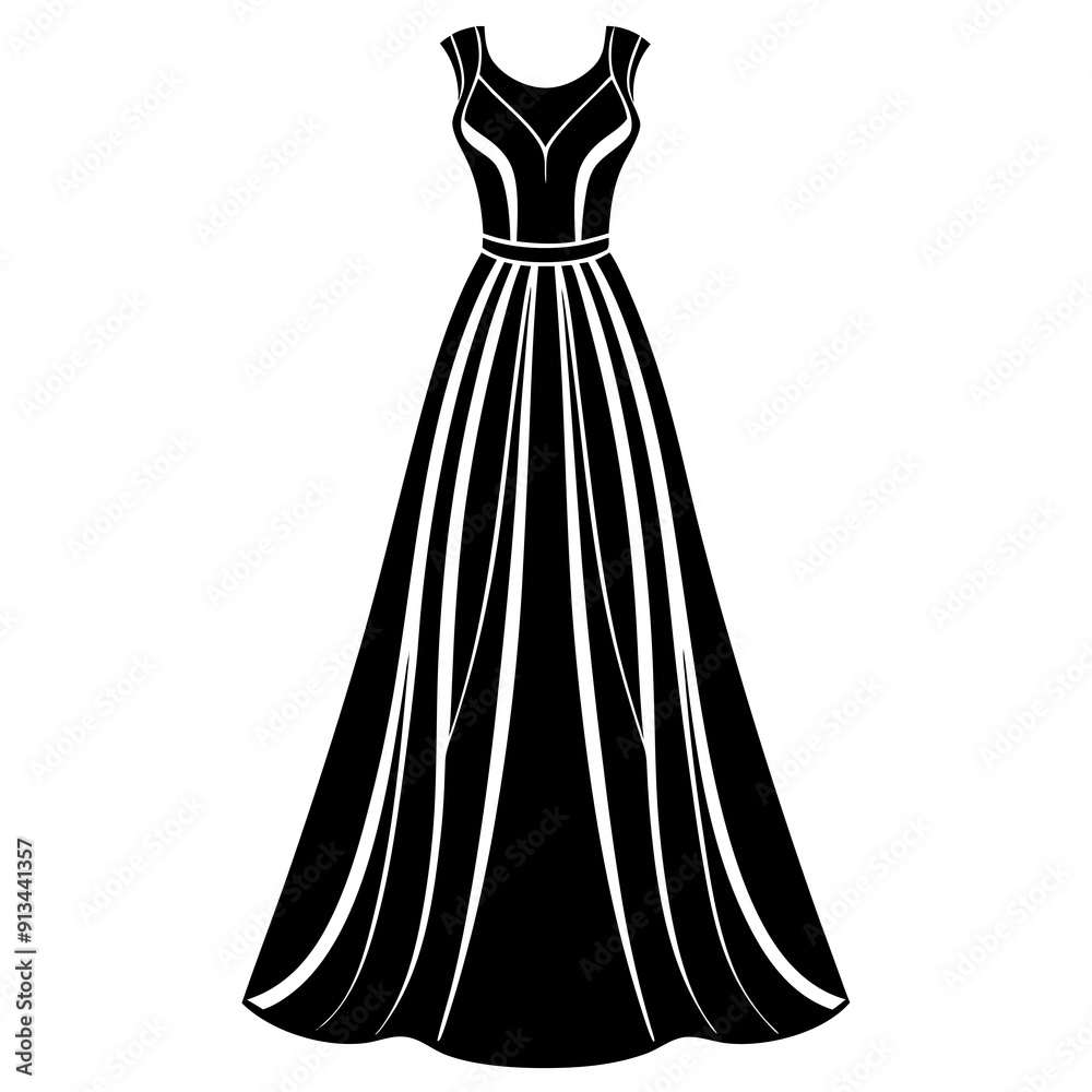 Maxi Dress icon silhouette vector illustration Maxi Dress icon silhouette vector illustration
