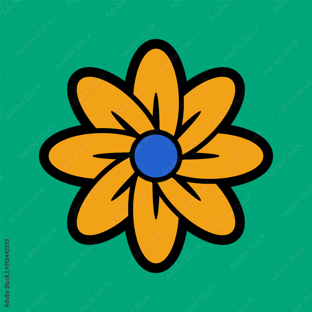 Hippy groovy daisy flowers retro style Illustration Hippy groovy daisy flowers retro style Illustration