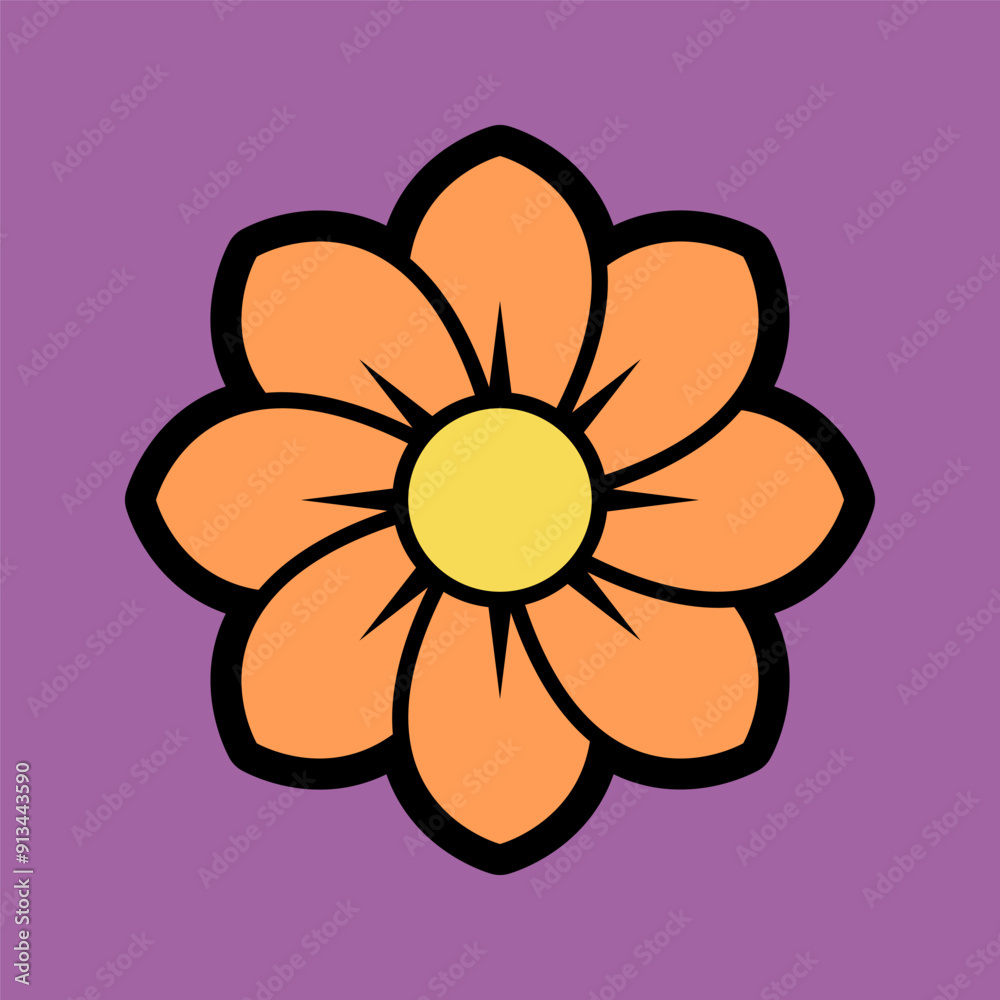 Hippy groovy daisy flowers retro style Illustration Hippy groovy daisy flowers retro style Illustration