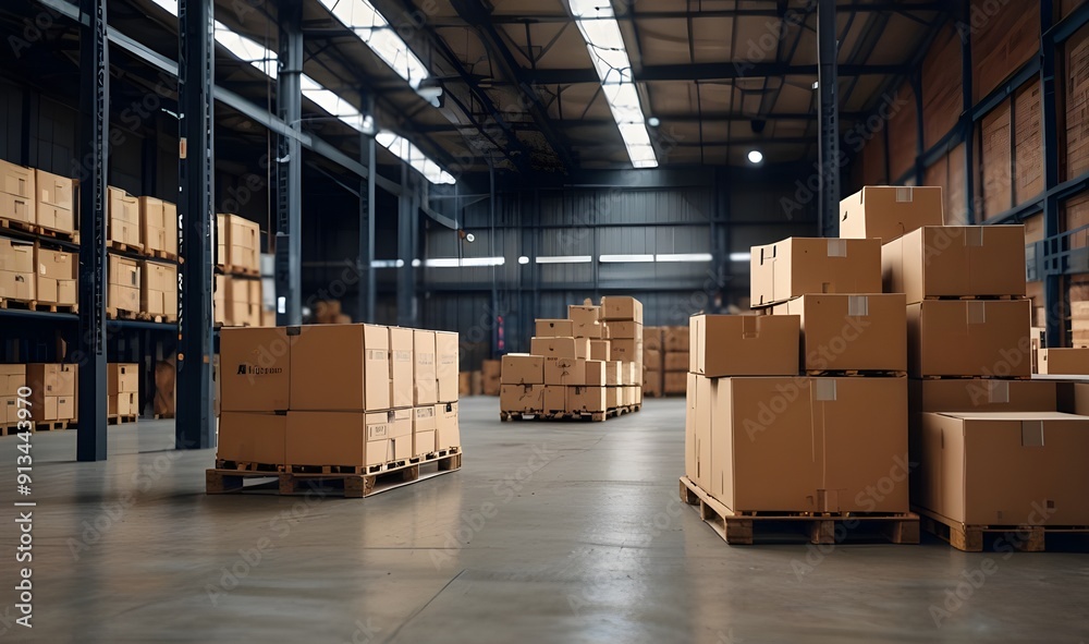 Warehouse Harmony: Boxes on Pallets in an Abstract Blur Warehouse Harmony: Boxes on Pallets in an Abstract Blur