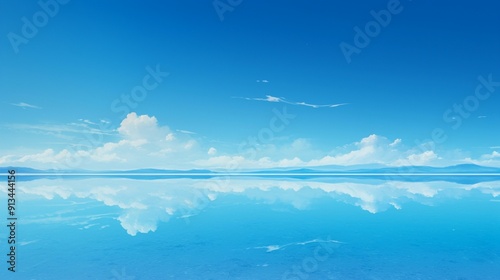 広大な塩湖と青空の風景2