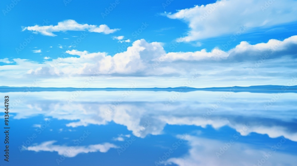 Fototapeta premium 広大な塩湖と青空の風景16