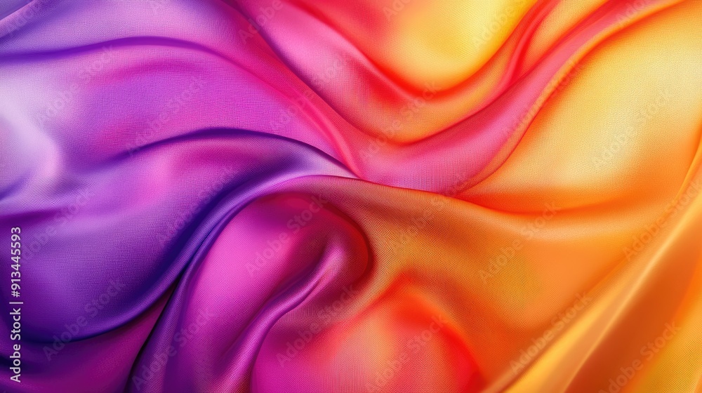 Fototapeta premium Elegant abstract fabric background with soft, flowing silk in rich, vibrant colors, creating a luxurious and tactile visual. -