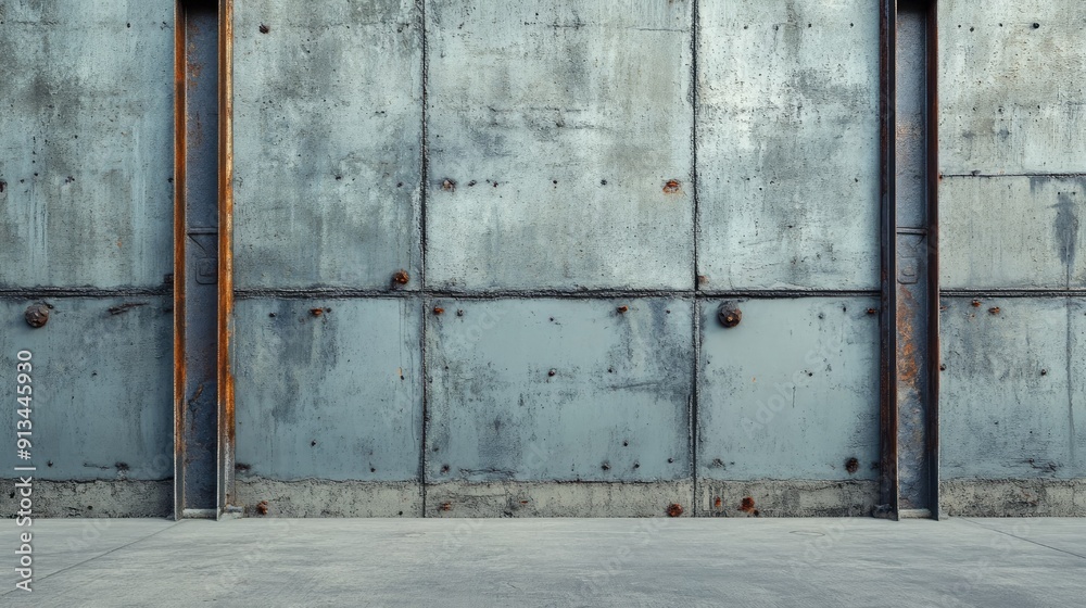 Industrial wall background with exposed concrete and steel elements, perfect for a gritty, urban vibe. Industrial wall background with exposed concrete and steel elements, perfect for a gritty, urban vibe.