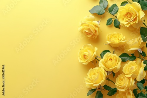 Illustration of a yellow rose on a yellow background. A beautiful background for your design needs