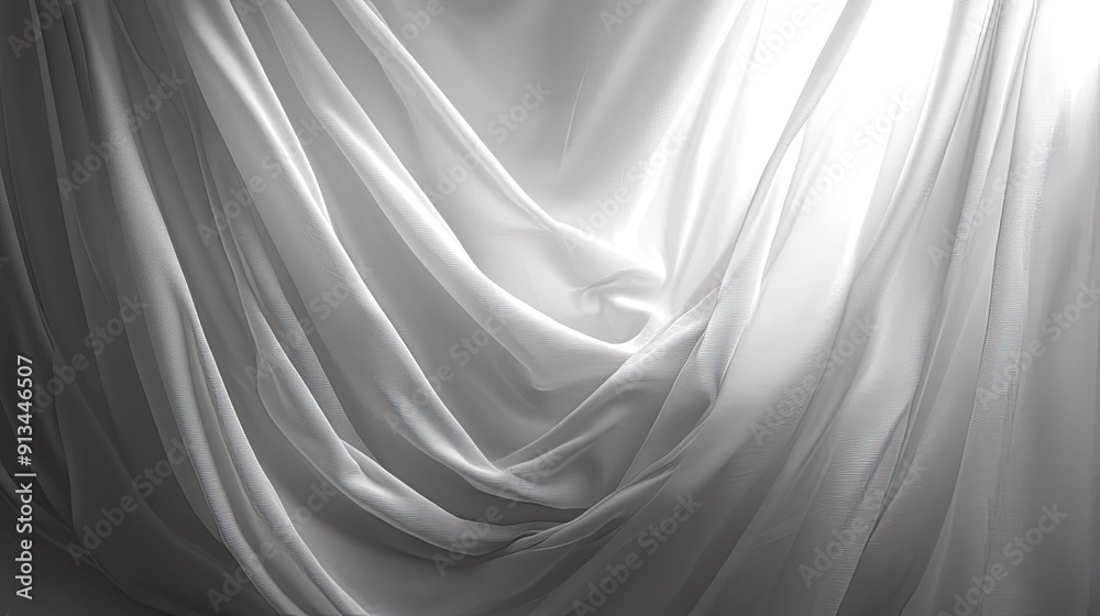 Fototapeta premium Minimalist abstract fabric background with smooth, monochromatic drapes and subtle light and shadow play.