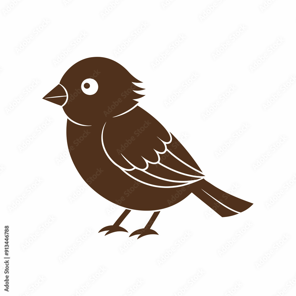 Obraz premium Sparrow isolated on white, sparrow vector illustration, bird on a branch vector art, sparrow silhouette, bird vector icon, sparrow on a branch vector, eps