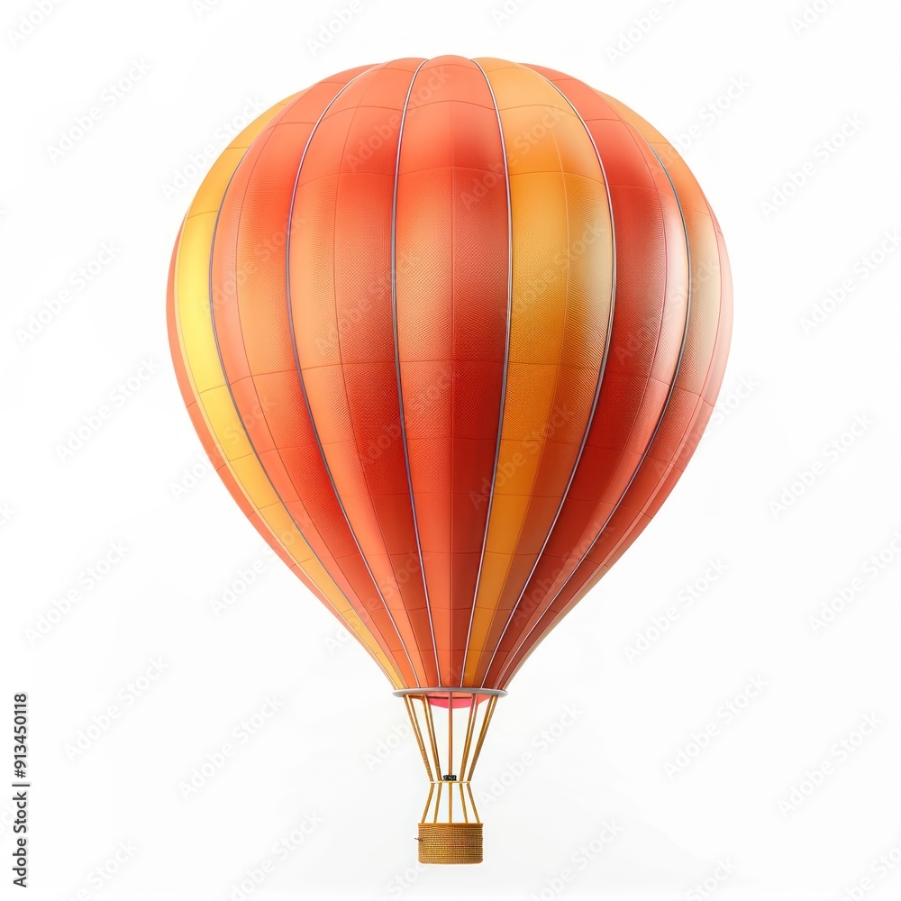 Naklejka premium Red and Yellow Hot Air Balloon on White Background