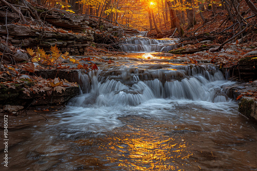 mesmerizing beauty of a ravine stream is enhanced by dynamic energy of