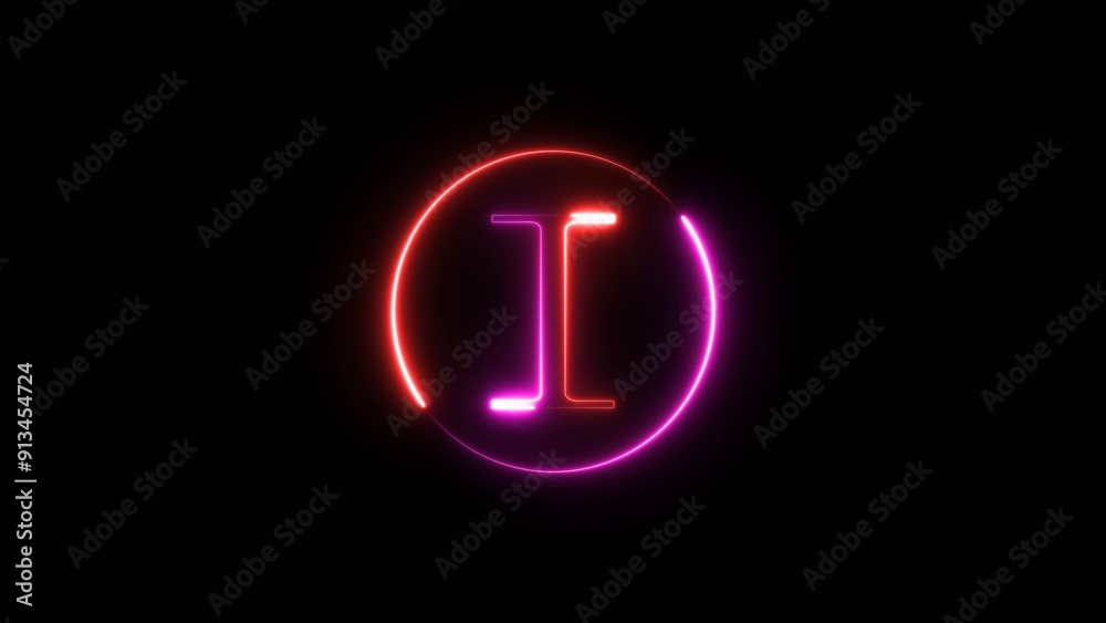Bright neon letter, alphabet font icon illustration on black background. Bright neon letter, alphabet font icon illustration on black background.