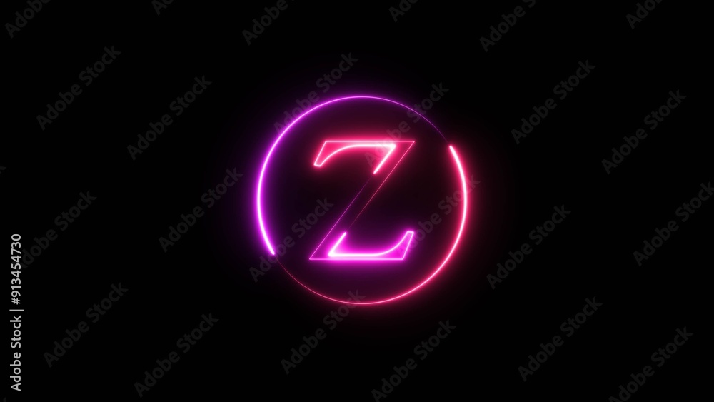 Bright neon letter, alphabet font icon illustration on black background. Bright neon letter, alphabet font icon illustration on black background.