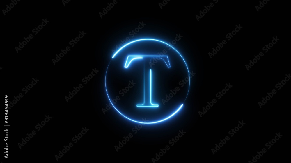 Bright neon letter, alphabet font icon illustration on black background. Bright neon letter, alphabet font icon illustration on black background.