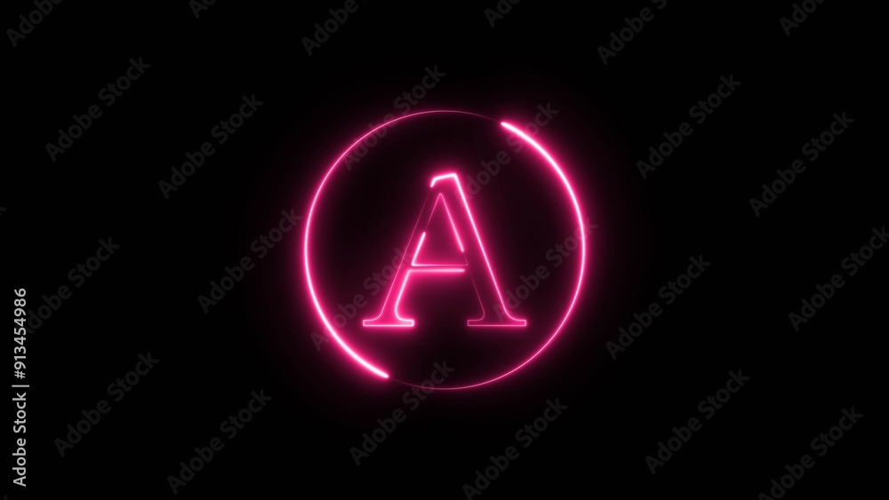 Bright neon letter, alphabet font icon illustration on black background. Bright neon letter, alphabet font icon illustration on black background.