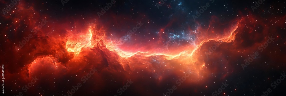 Fiery Nebula in Space - Abstract Background Fiery Nebula in Space - Abstract Background