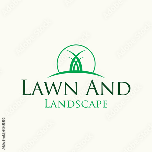 Lawn and landscape grass logo design ideas business name editable vector template  royalty free image