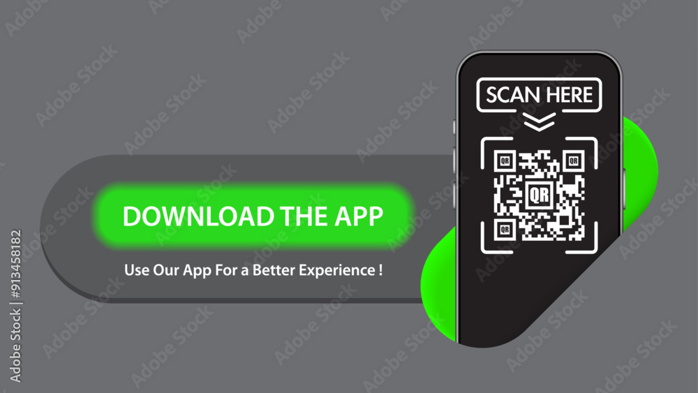 Download The App Now with QR code and Smartphone. Promotional Stickers ...
