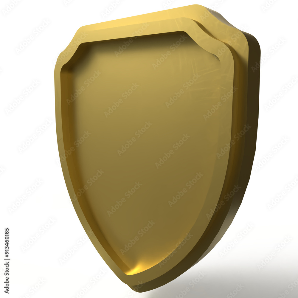 The Gold Shield for protection or security concept 3d rendering.