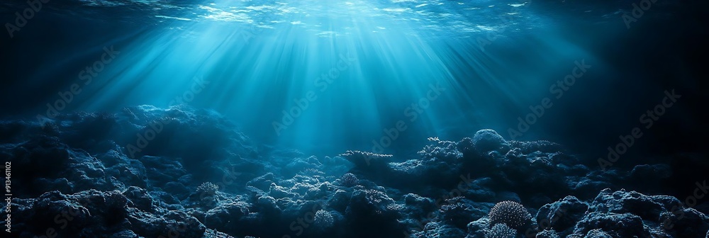 Underwater Sunlight Beams on Ocean Floor Background Image Underwater Sunlight Beams on Ocean Floor Background Image