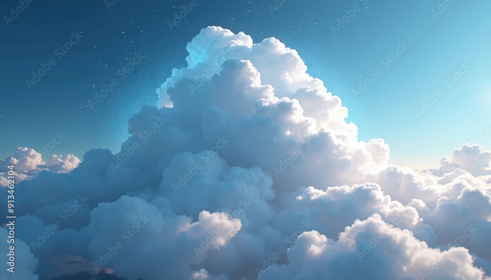 Naklejka premium Fluffy Clouds in the Blue Sky.