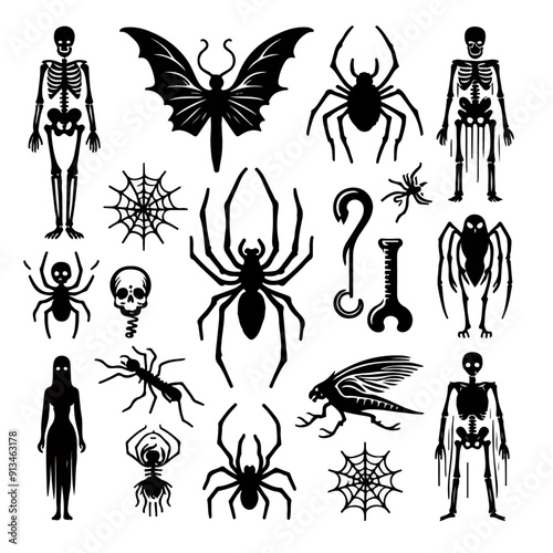 set of a skeleton silhouette