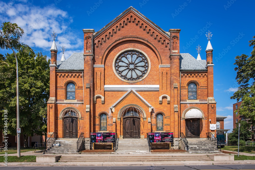 Fototapeta premium Front view of Royal House Redeemed Christian Church of God, one more in Church street, St. Catharines, ON, Canada